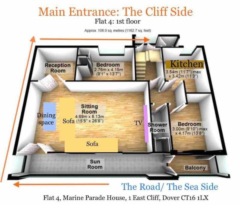 Flat 4 Marine Parade House, 1 East Cliff- Next To Dover Port, White Cliffs, Beach, Castle Exterior photo
